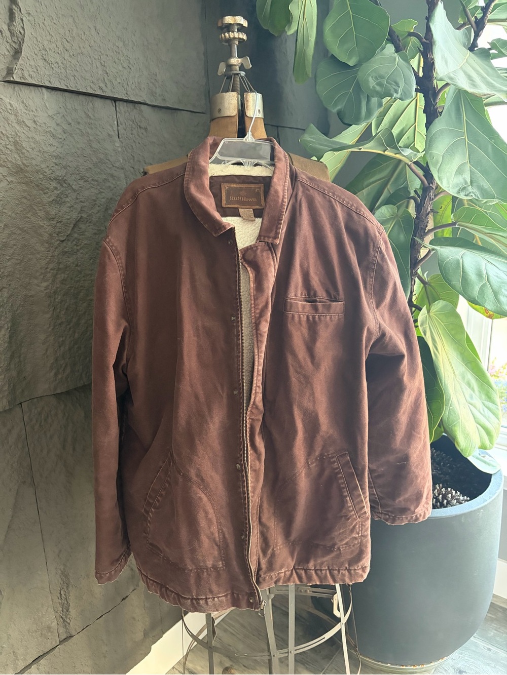 Men's Brown Sherpa-Lined Work Jacket